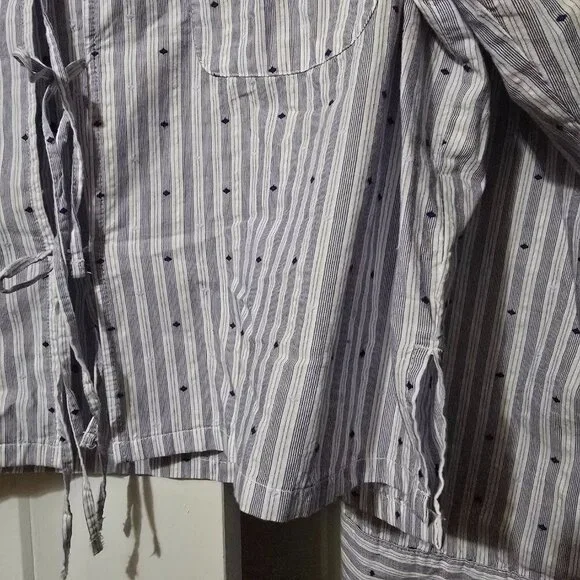 Aerie Women's Striped Tie Up Collared Loungewear Shirt Size Large - Picture 6 of 9